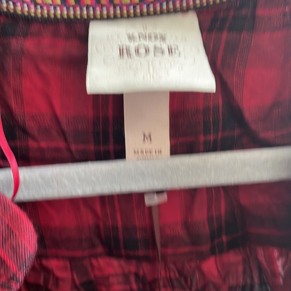 NWTS Knox Rose black and red Plaid Boho Peasant Smocked Button Fron - Picture 5 of 8